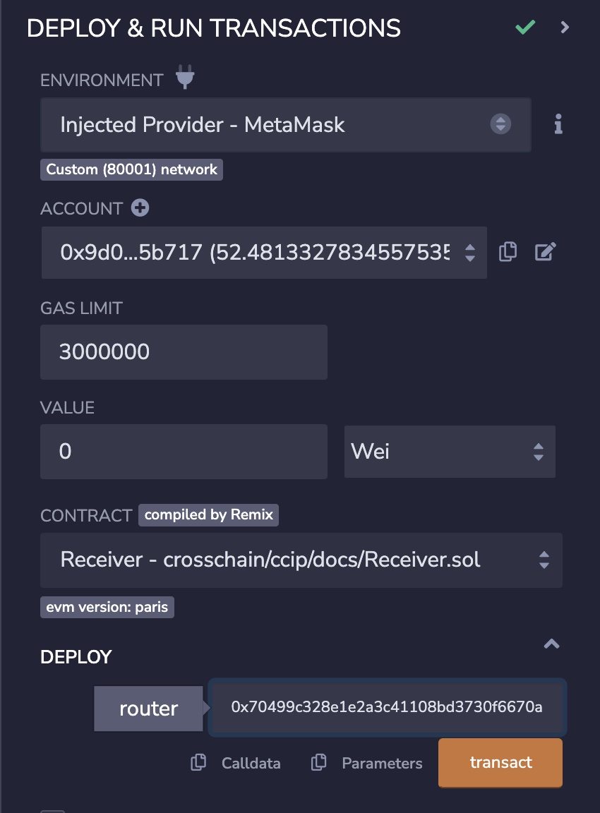 Chainlink CCIP Deploy receiver Mumbai